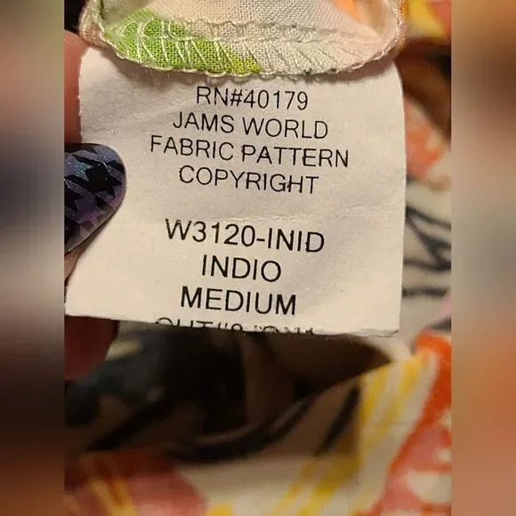 Jams World 'Indio' Colorful Abstract Floral Capri Jumpsuit/Romper | M - Picture 7 of 8
